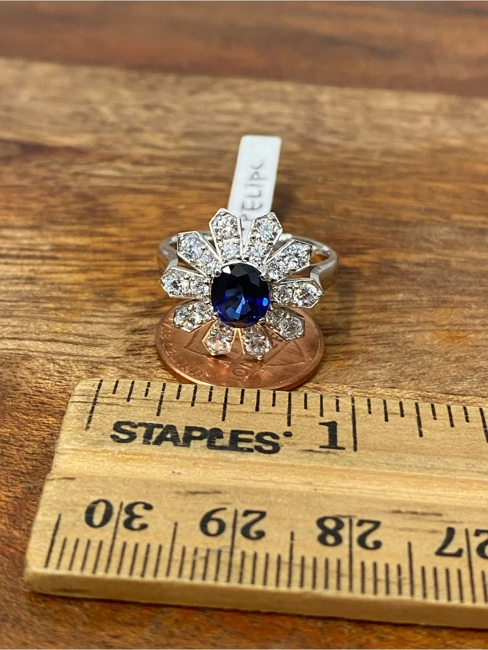 925 Sterling Silver White And Blue CZ Ring
